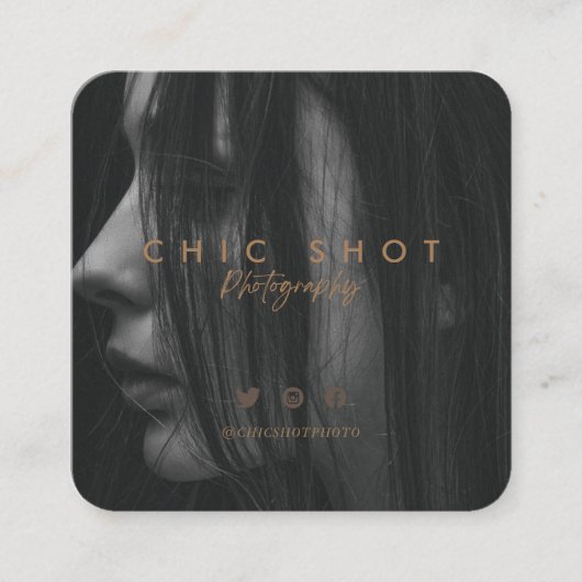 Moderne Gold Script-fotografie Vierkante Visitekaartje (Voorkant)