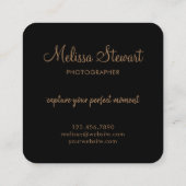 Moderne Gold Script-fotografie Vierkante Visitekaartje (Achterkant)