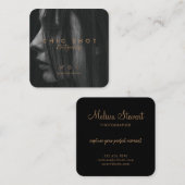 Moderne Gold Script-fotografie Vierkante Visitekaartje (Voorkant / Achterkant)