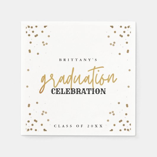 Moderne Gold Script Graduation Party Napkins Servet (Voorkant)
