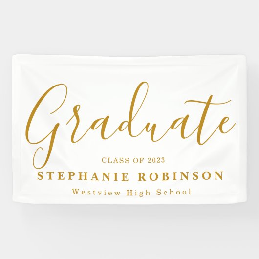 Moderne Gold Script Graduation Party Spandoek (Horizontaal)