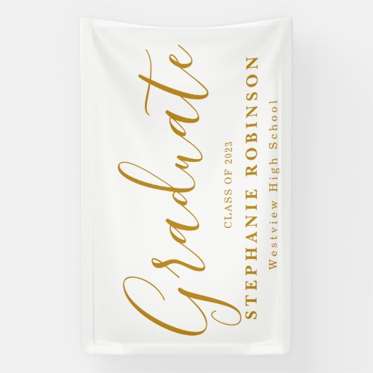 Moderne Gold Script Graduation Party Spandoek (Verticaal)