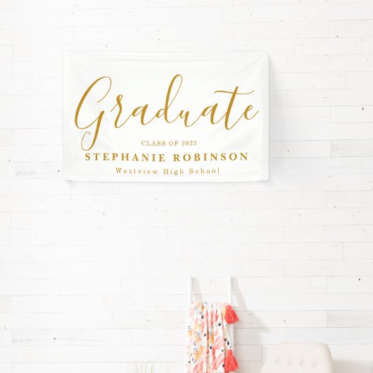 Moderne Gold Script Graduation Party Spandoek (Insitu)