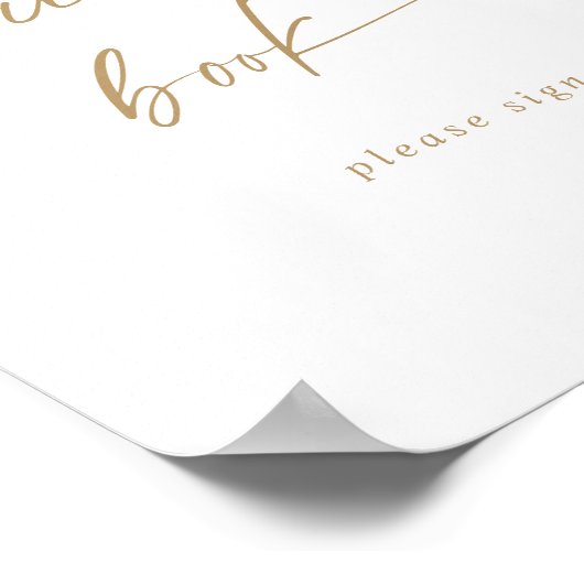 Moderne Gold Script Guest Book Sign Poster (Hoek)