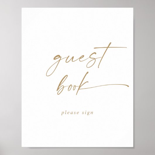 Moderne Gold Script Guest Book Sign Poster (Voorkant)