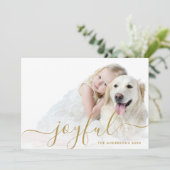 Moderne Gold Script Holiday-fotokaart Feestdagenkaart (Staand voorkant)
