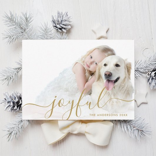 Moderne Gold Script Holiday-fotokaart Feestdagenkaart