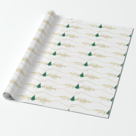 Moderne Gold Script-kerstboom Cadeaupapier