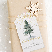 Moderne Gold Script-kerstboom Prettige feestdagen Cadeaulabel
