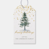 Moderne Gold Script-kerstboom Prettige feestdagen Cadeaulabel (Voorkant)