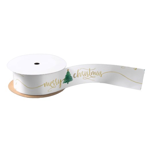 Moderne Gold Script-kerstboom Satijnen Lint (Spoel)