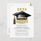 Moderne Gold Script Minimalist AFSTUDEERDER Pet Af Aankondigingskaart (Voorkant / Achterkant)