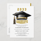 Moderne Gold Script Minimalist AFSTUDEERDER Pet Af Uitnodiging Briefkaart (Voorkant / Achterkant)