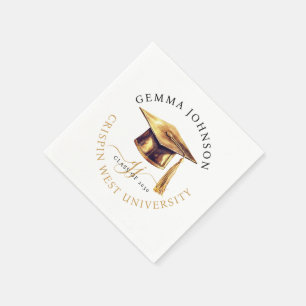 Moderne Gold Script Minimalist Graduation Party Servet