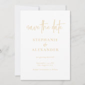 Moderne Gold Script QR Code Weddenschap Save The Date (Voorkant)