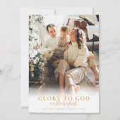 Moderne Gold Script Religieuze kerstfoto Feestdagenkaart (Voorkant)