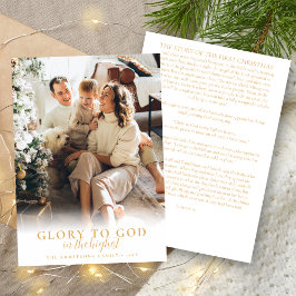 Moderne Gold Script Religieuze kerstfoto Feestdagenkaart