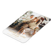 Moderne Gold Script Religieuze kerstfoto Magneet (Linkerzijde)