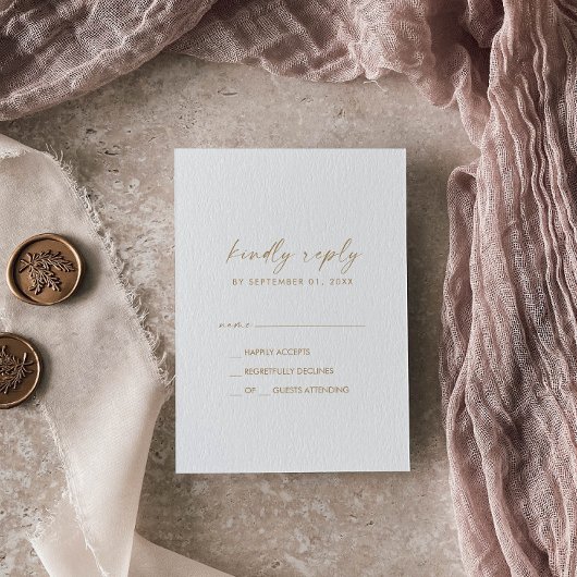 Moderne Gold Script Simple RSVP-kaart RSVP Kaartje