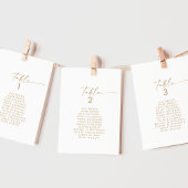 Moderne Gold Script Table Number Seating Chart