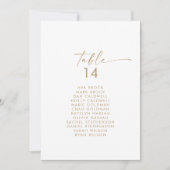 Moderne Gold Script Table Number Seating Chart (Voorkant)