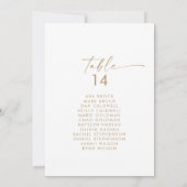 Moderne Gold Script Table Number Seating Chart (Achterkant)