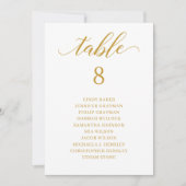 Moderne Gold Script Table Number Seating Chart Kaart (Voorkant)