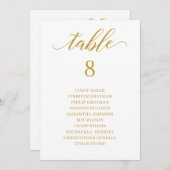 Moderne Gold Script Table Number Seating Chart Kaart (Voorkant / Achterkant)