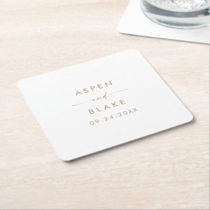 Moderne Gold Script Wedding Square Paper-Onderzett Kartonnen Onderzetters