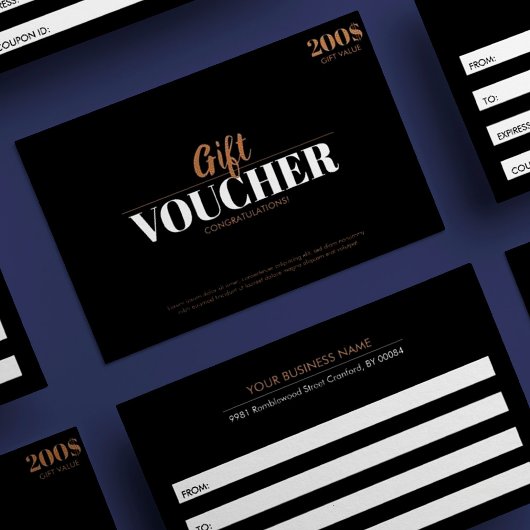 Moderne Gold Simple Business Gift Voucher Kaart