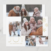 Moderne Gold Simple Multi-Photo Flat Holiday Card Feestdagenkaart (Voorkant / Achterkant)