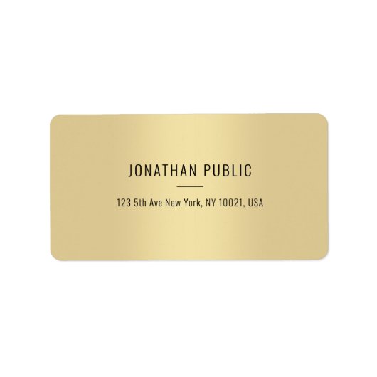 Moderne Gold Sjabloon - Elegant eenvoudig adres Etiket (Voorkant)