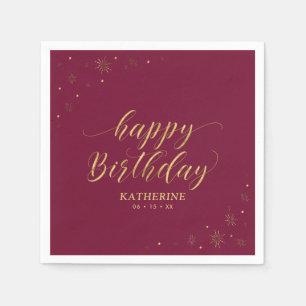 Moderne Gold Sparkle Happy Birthday Paper Party Servet