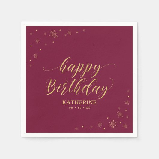 Moderne Gold Sparkle Happy Birthday Paper Party Servet (Voorkant)