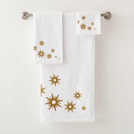 Moderne Gold Starburst Design Bath-handdoekset Bad Handdoek (Insitu)