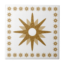 Moderne Gold Starburst-vormgeving uit de middeleeu Tegeltje