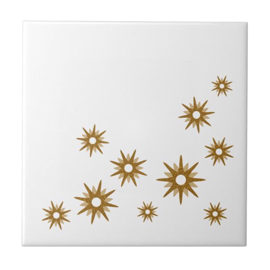 Moderne Gold Starburst-vormgeving uit de middeleeu Tegeltje (Voorkant)