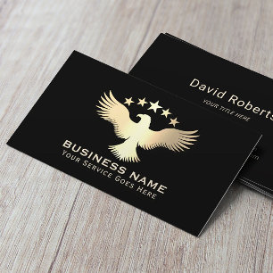 Moderne Gold Stars Bald Eagle Professional Black Visitekaartje