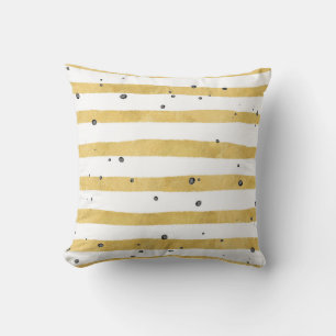 Moderne Gold Striped & Black Stippen Sierkussen