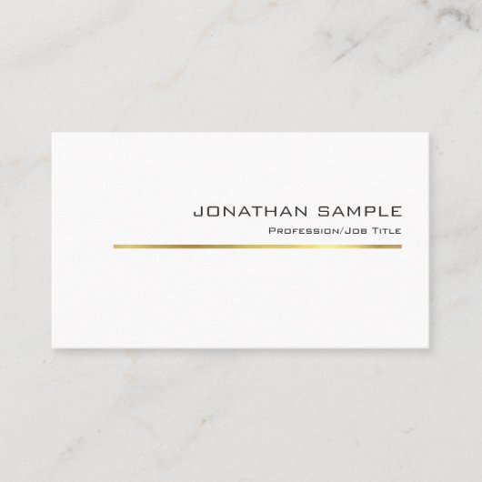 Moderne Gold Striped Design Professional Chic Plai Visitekaartje (Voorkant)