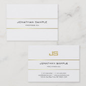 Moderne Gold Striped Monogram Design Trendy Plain Visitekaartje (Voorkant / Achterkant)