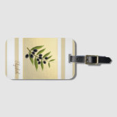 Moderne Gold Stripes, Olijf Branch - op maat Bagagelabel (Voorkant (horizontaal))