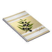 Moderne Gold Stripes, Olijf Branch - op maat Notitieboek (Rechterzijde)