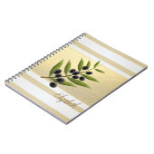 Moderne Gold Stripes, Olijf Branch - op maat Notitieboek (Linkerzijde)