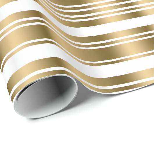 Moderne Gold Stripes White Changeable Background Cadeaupapier (Rol Hoek)