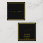 Moderne Gold Text Lijst Elegant Black Background Vierkante Visitekaartje (Voorkant / Achterkant)
