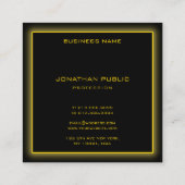 Moderne Gold Text Lijst Elegant Black Background Vierkante Visitekaartje (Achterkant)