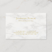 Moderne Gold Text White Marble Minimalist Sjabloon Visitekaartje (Achterkant)