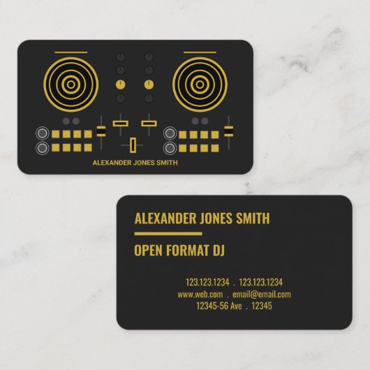 Moderne Gold-toon DJ-controller Visitekaartje (Voorkant / Achterkant)