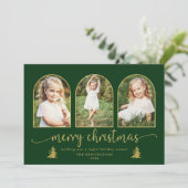 Moderne Gold Tree Arch 3 FotoKerstmis Feestdagenkaart (Staand voorkant)